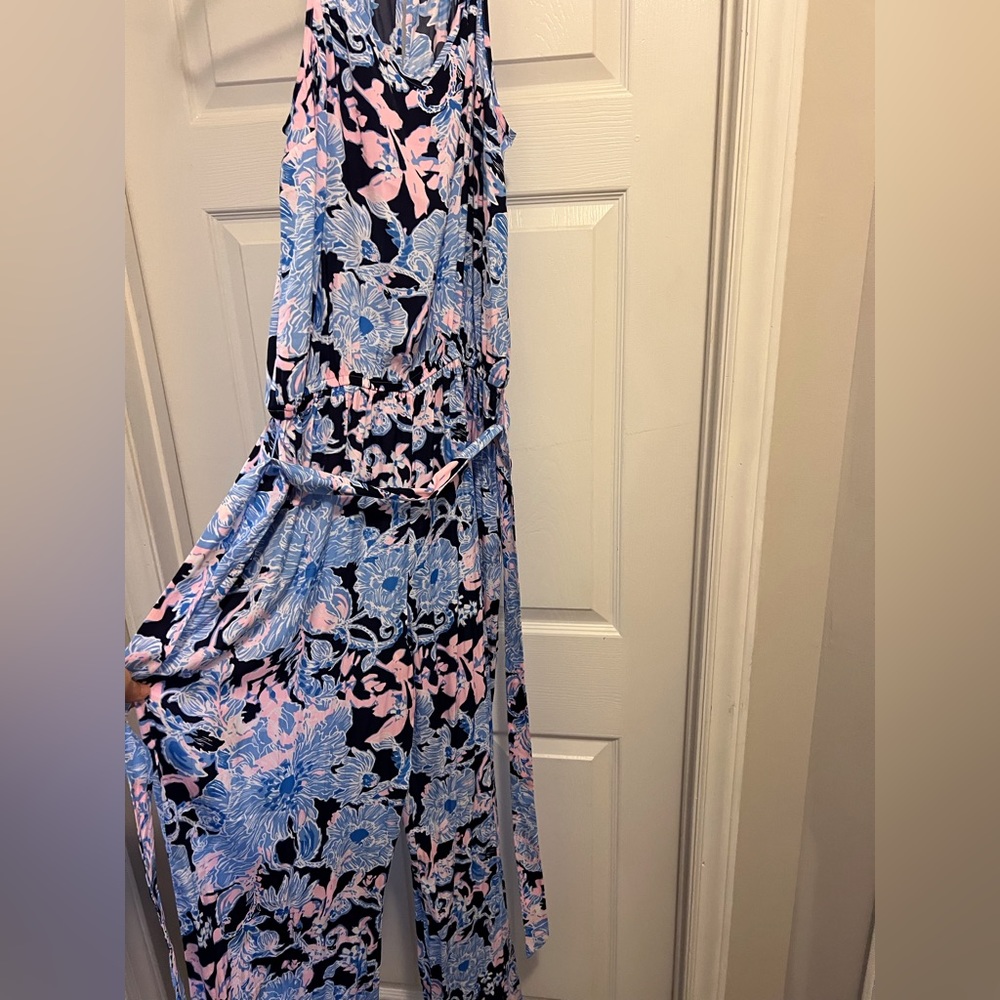 EUC Lilly Pulitzer silky jumpsuit wide legs Large